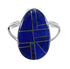 Southwestern Sterling Silver Lapis Inlay Ring Size 7-1/4 RX57817